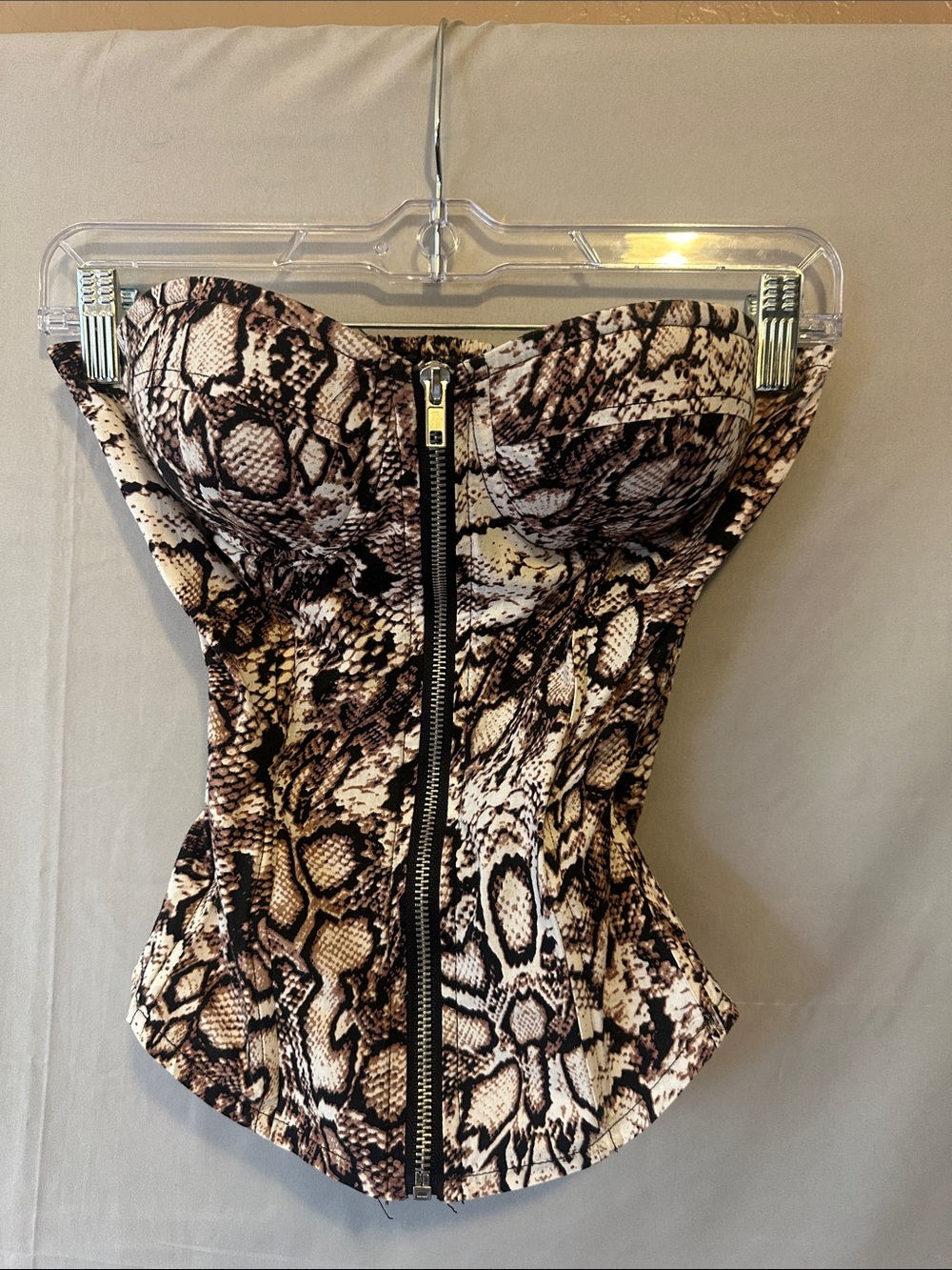 Charlotte Russe Strapless Snake-Print Corset Top - Brown & Black